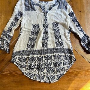 Elegant BNavy and White Bohemian Blouse